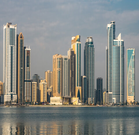 City skyline of Sharjah City skyline of Sharjah city in United Arab Emirates