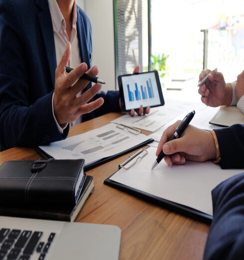Business People Meeting Design Ideas professional investor working new start up project. -Dubai