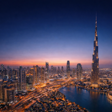 Dubai skyline at dusk representing UAE VAT registration for businesses